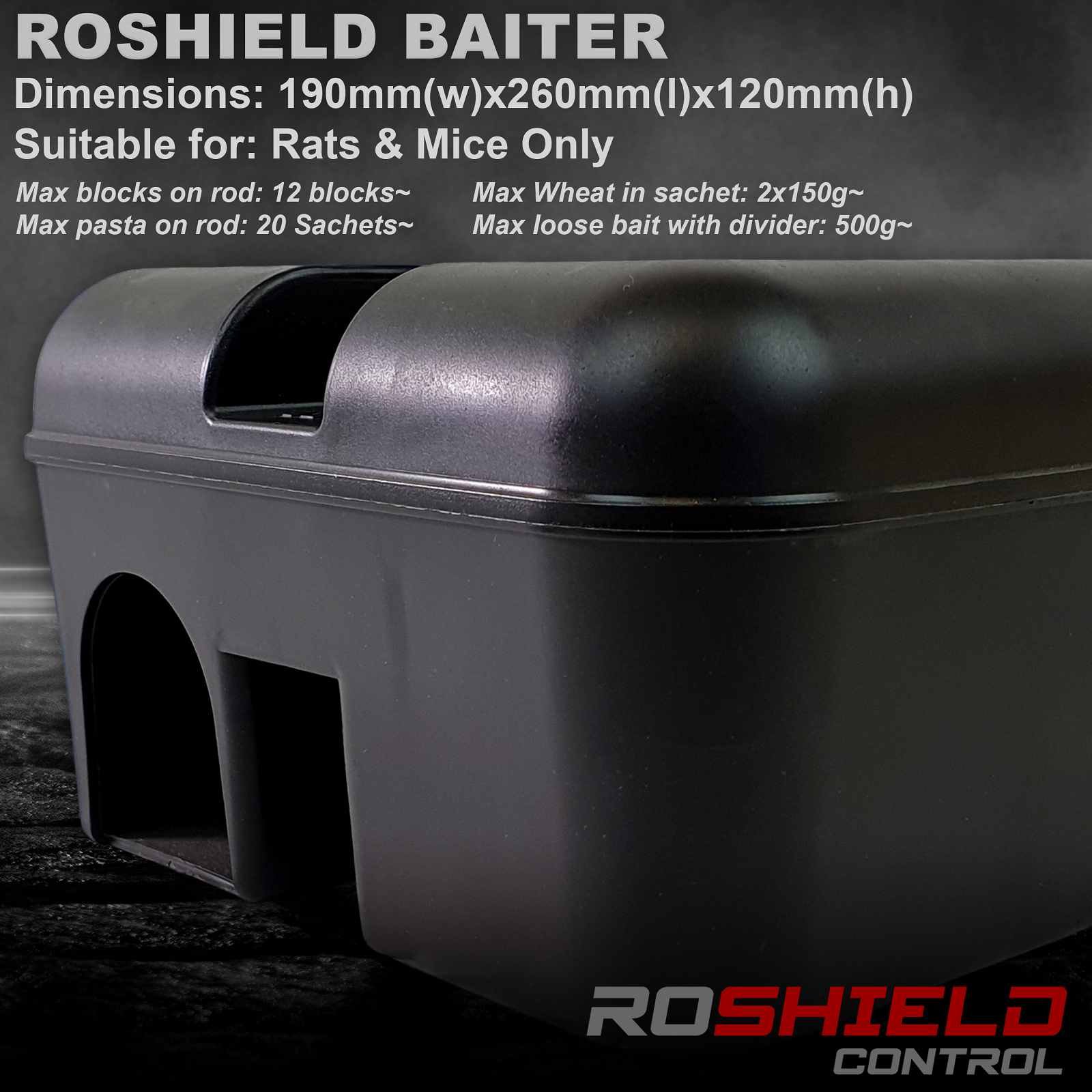Holds Traps & Bait 10 X Roshield Professional Baiter Rat & Mouse Bait Station 